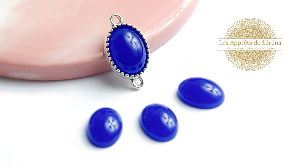 Cabochons 14x10mm en acétate  bleu azur pour création de bijoux DIY