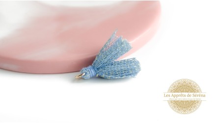 tulle bleu  x4 pendentif avec anneau