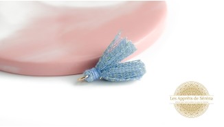 tulle bleu  x4 pendentif avec anneau