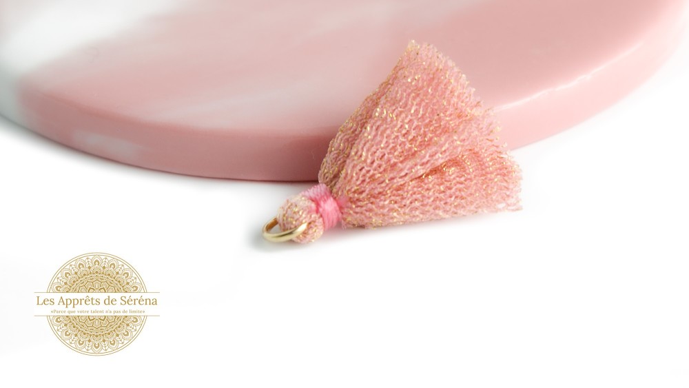 copy of Pompon tulle bleu pailleté or x4 pendentif avec anneau