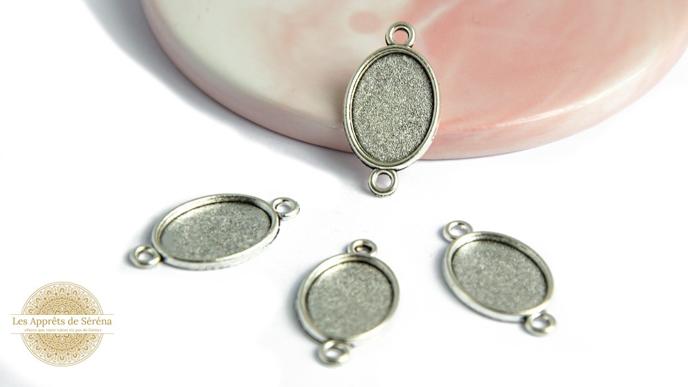 Connecteurs ovales  supports 13x18mm argent supports cabochons 13x18mm apprêts bijoux