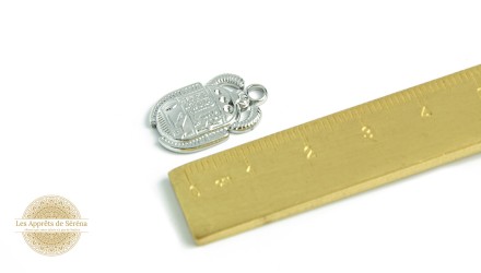 Pendentif scarabée Égyptien en acier inoxydable argent