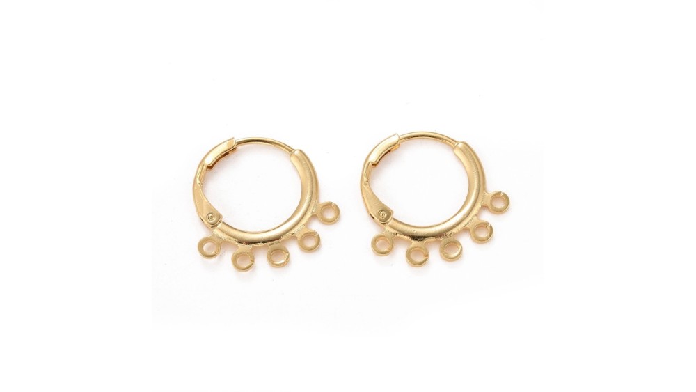 Mini créoles laiton plaqué or 18K à 5 trous