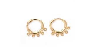 Mini créoles laiton plaqué or 18K à 5 trous