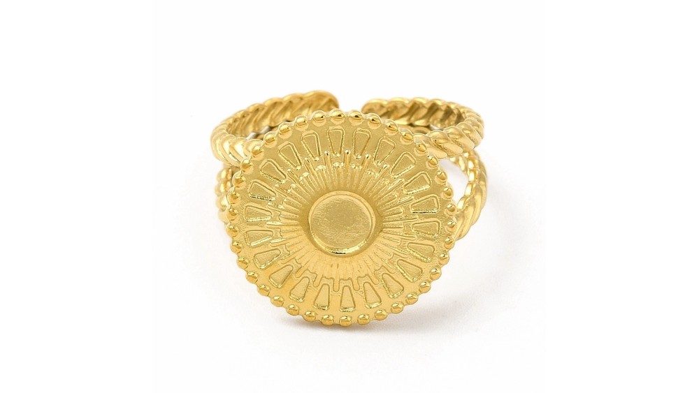 Bague support cabochon 4mm acier plaqué or