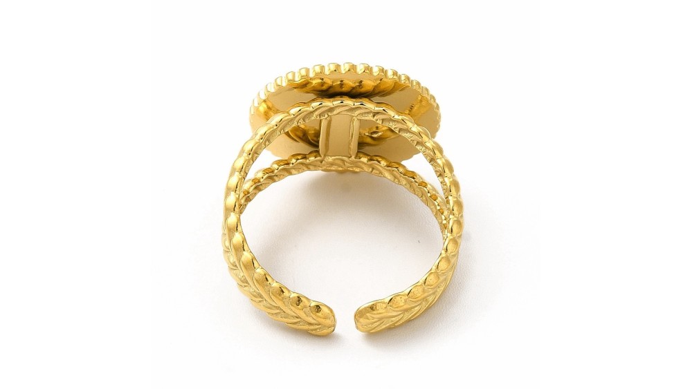 Bague support cabochon 4mm acier plaqué or 18K