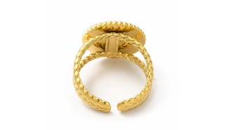 Bague support cabochon 4mm acier plaqué or 18K