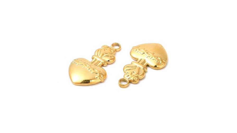 Pendentif coeur flamboyant en acier
