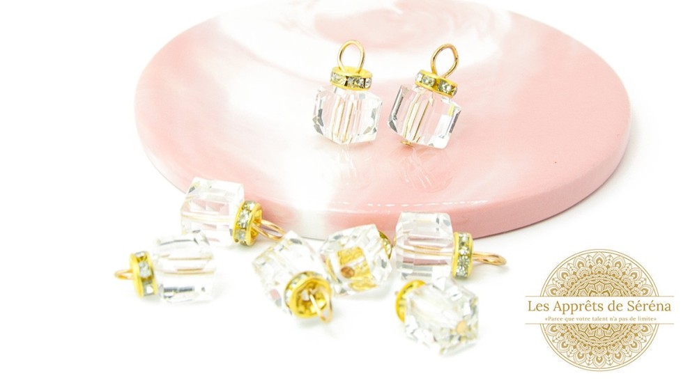 Pendentif cube cristal strass