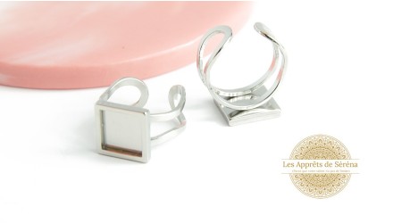 Bague support carré cabochon 10x10mm