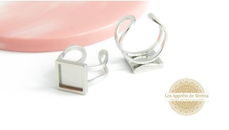 Bague support carré cabochon 10x10mm