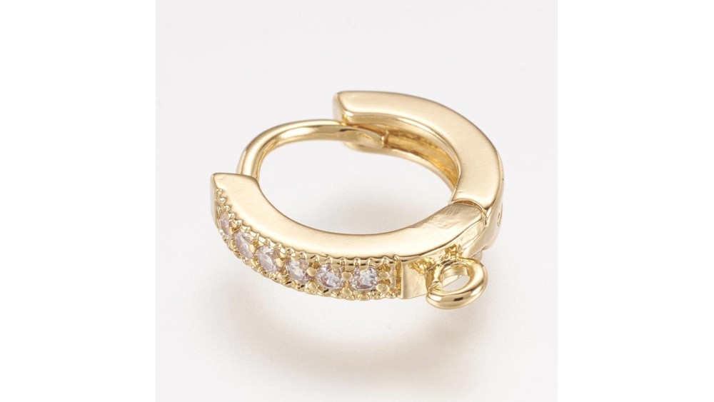 Petites créoles à strass zircon en laiton plaqué or 18K