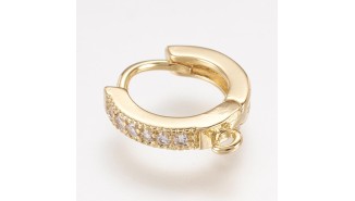 Petites créoles à strass zircon en laiton plaqué or 18K