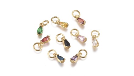 Mini pendentif goutte laiton et zircon