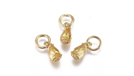Mini pendentif goutte laiton et zircon 8mm