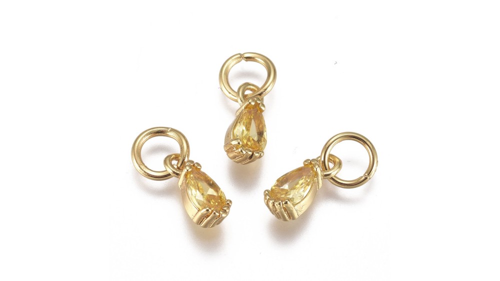 Mini pendentif goutte laiton et zircon 8mm