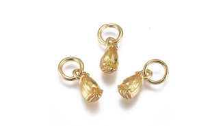 Mini pendentif goutte laiton et zircon 8mm