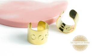 Support bague en acier inoxydable plaqué or 14k pour cabochon 4mm