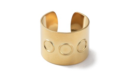 Support bague en acier inoxydable plaqué or 14k pour cabochon 4mm