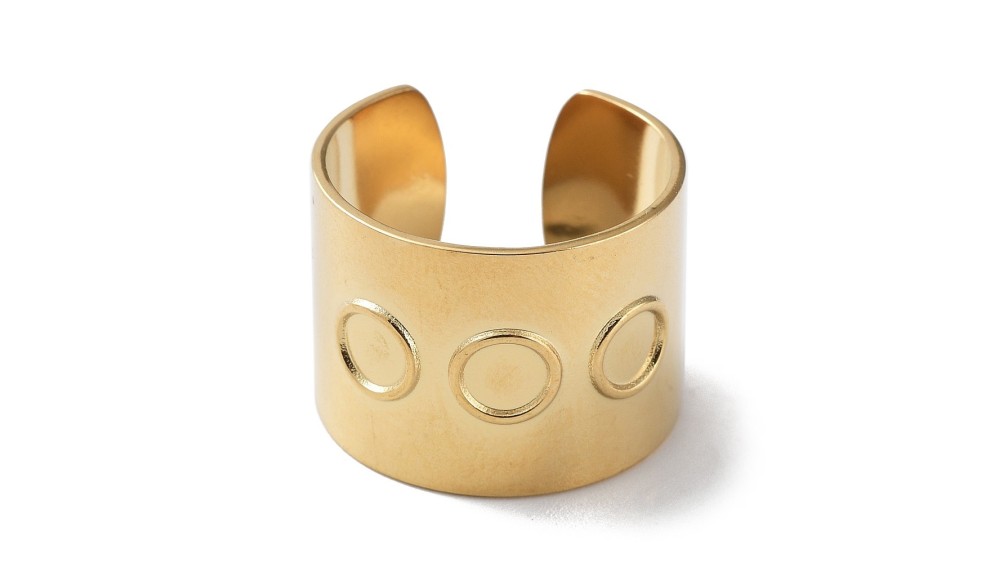 Support bague en acier inoxydable plaqué or 14k pour cabochon 4mm