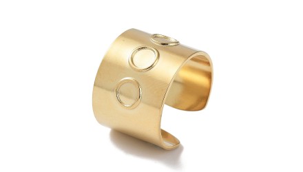 Support bague en acier inoxydable plaqué or 14k pour cabochon 4mm