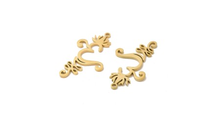 Pendentif Om en acier inoxydable plaqué or 18k