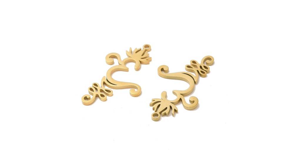 Pendentif Om en acier inoxydable plaqué or 18k