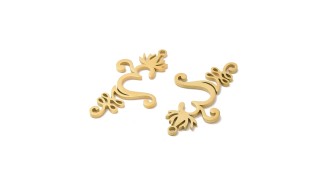 Pendentif Om en acier inoxydable plaqué or 18k