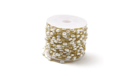 copy of Chaîne perlée en laiton doré et perles blanches