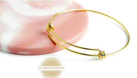 Bracelet jonc ajustable en acier plaqué or