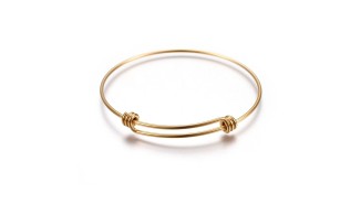 Bracelet jonc ajustable en acier plaqué or 8K