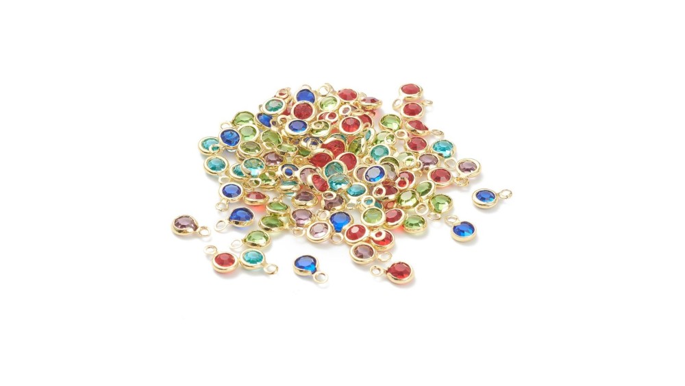 10 Mini sequins laiton et verre 5mm