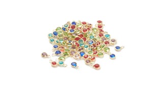 10 Mini sequins laiton et verre 5mm