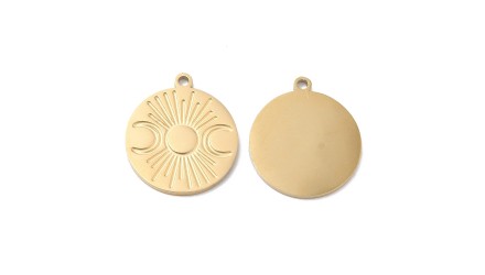 Pendentif triple lune acier plaqué or 18k