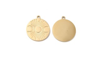 Pendentif triple lune acier plaqué or 18k