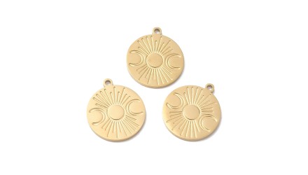 triple lune acier plaqué or 18k