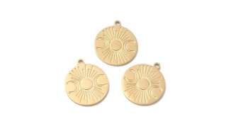 triple lune acier plaqué or 18k