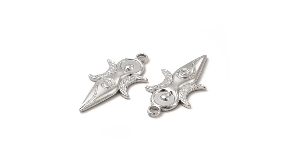 Pendentif Déesse mère triple lune en acier
