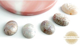Cabochon veine de dragon beige 25x18mm