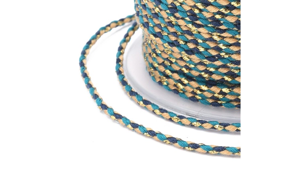 Cordon 1.5mm en coton 4 fils  bleu