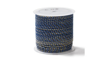 Cordon 1.5mm en coton 4 fils  bleu