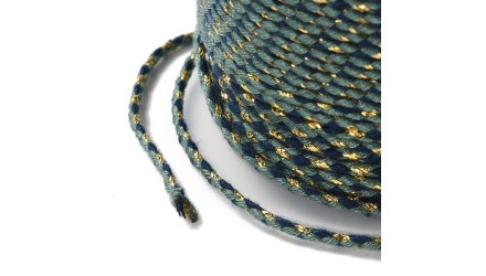 Cordon 1.5mm en coton 4 fils  vert et bleu marine