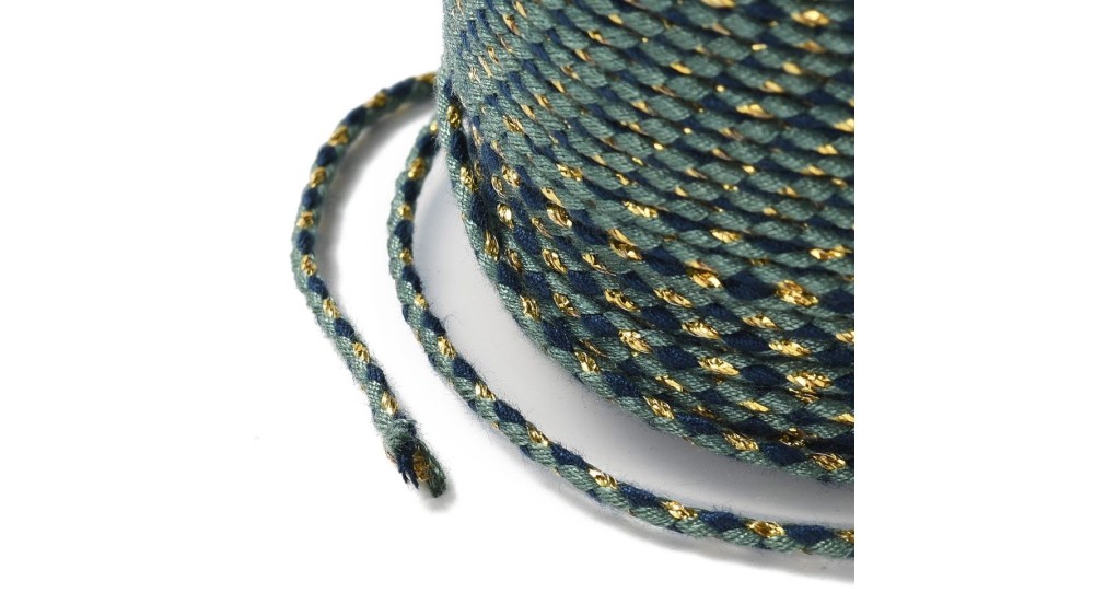 Cordon 1.5mm en coton 4 fils  vert et bleu marine