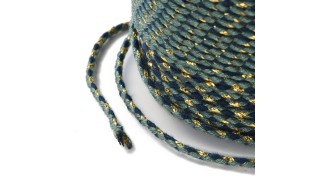 Cordon 1.5mm en coton 4 fils  vert et bleu marine