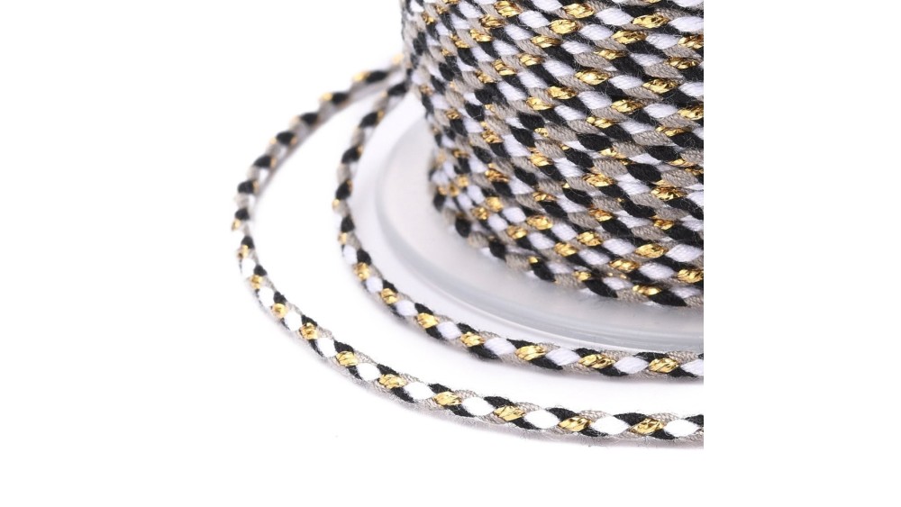 Cordon 1.5mm en coton 4 fils  gris