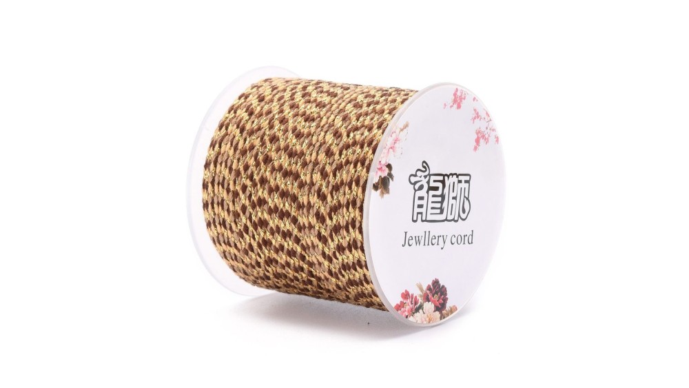 Cordon 1.5mm en coton 4 fils  marron , beige