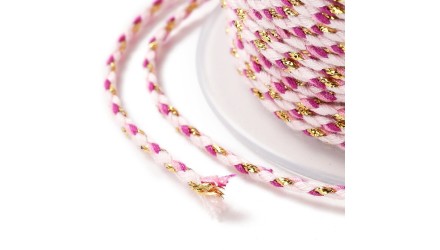 Cordon 1.5mm en coton 4 fils  rose