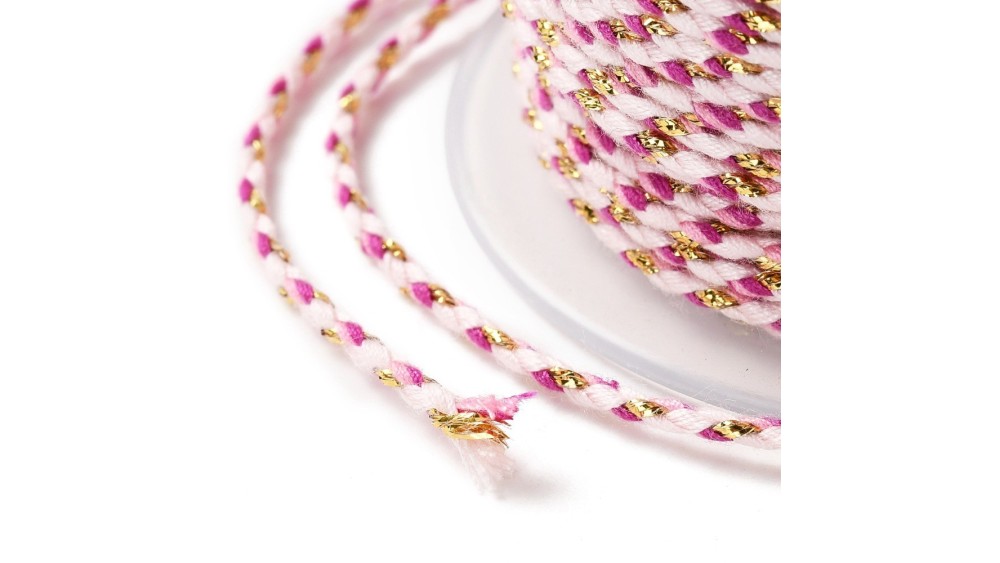 Cordon 1.5mm en coton 4 fils  rose