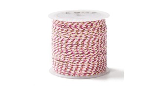 Cordon 1.5mm en coton 4 fils  rose et or