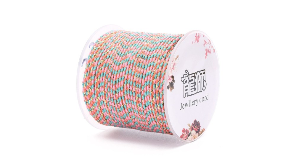Cordon 1.5mm en coton 4 fils  rose, bleu